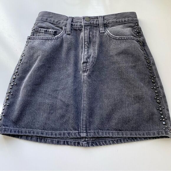 Frame Denim Studded Denim Skirt washed black gray Size 25 - Picture 1 of 10